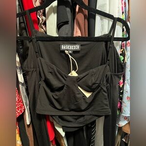 NWT black long sleeve cropped top